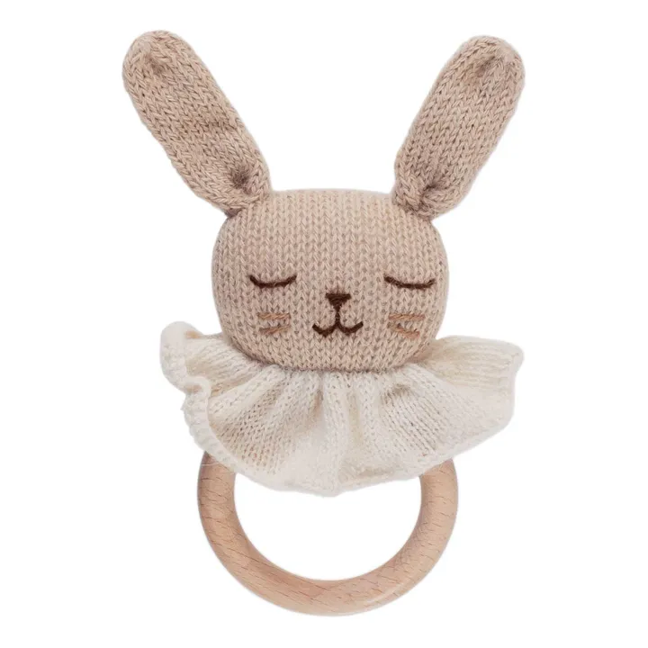 Main Sauvage Hochet en bois Lapin | Beige