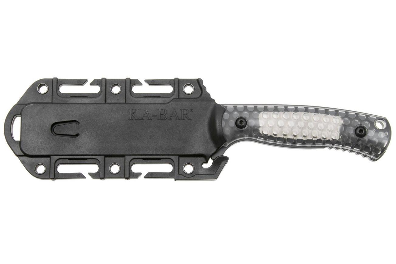 KA-BAR Cool Name 7701, Black 1095 Cro-Van Sheepsfoot, Transparent Honeycomb Smoke Polycarbonate, vaststaand mes, Les George design