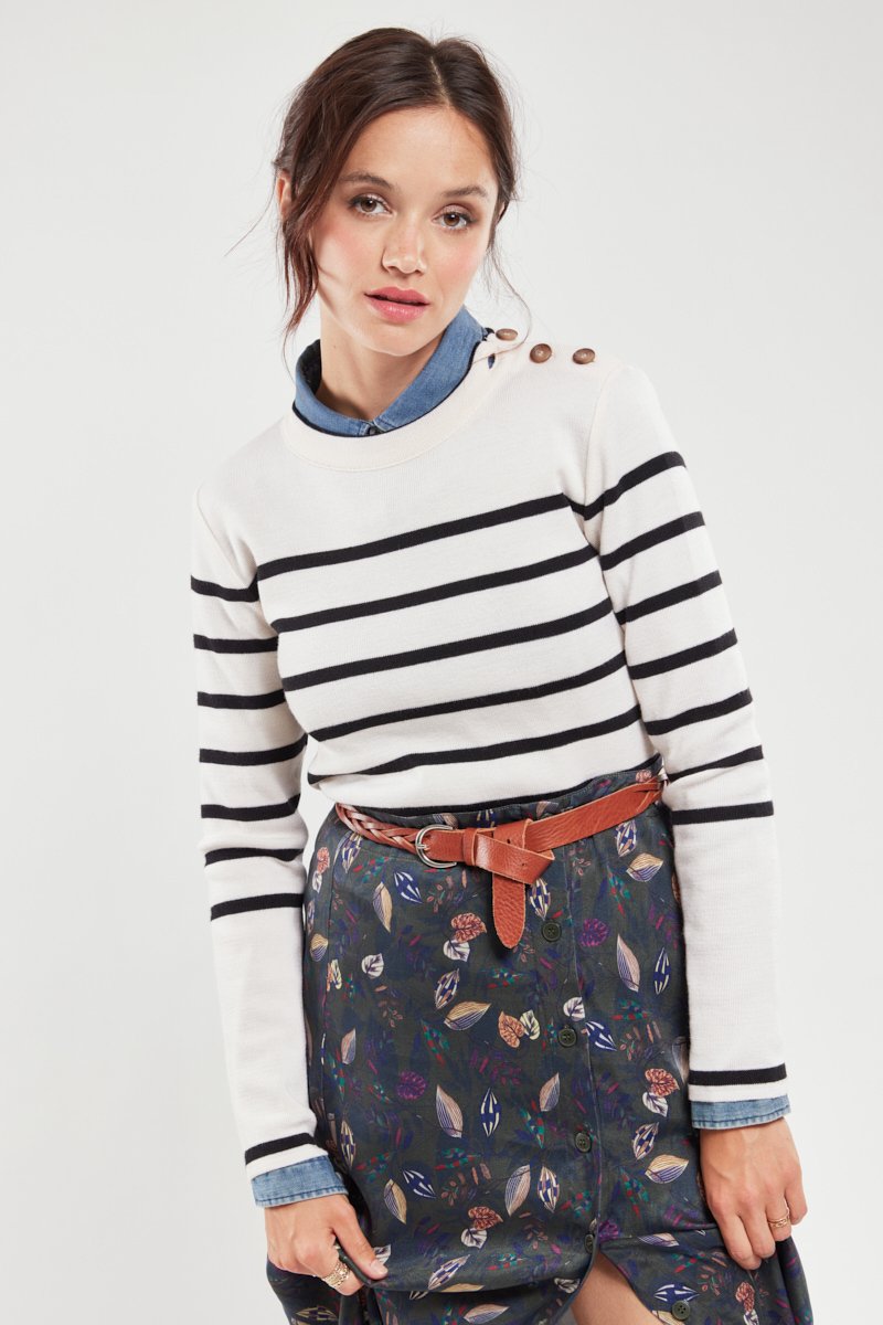 Pull marin rayé - laine mérinos