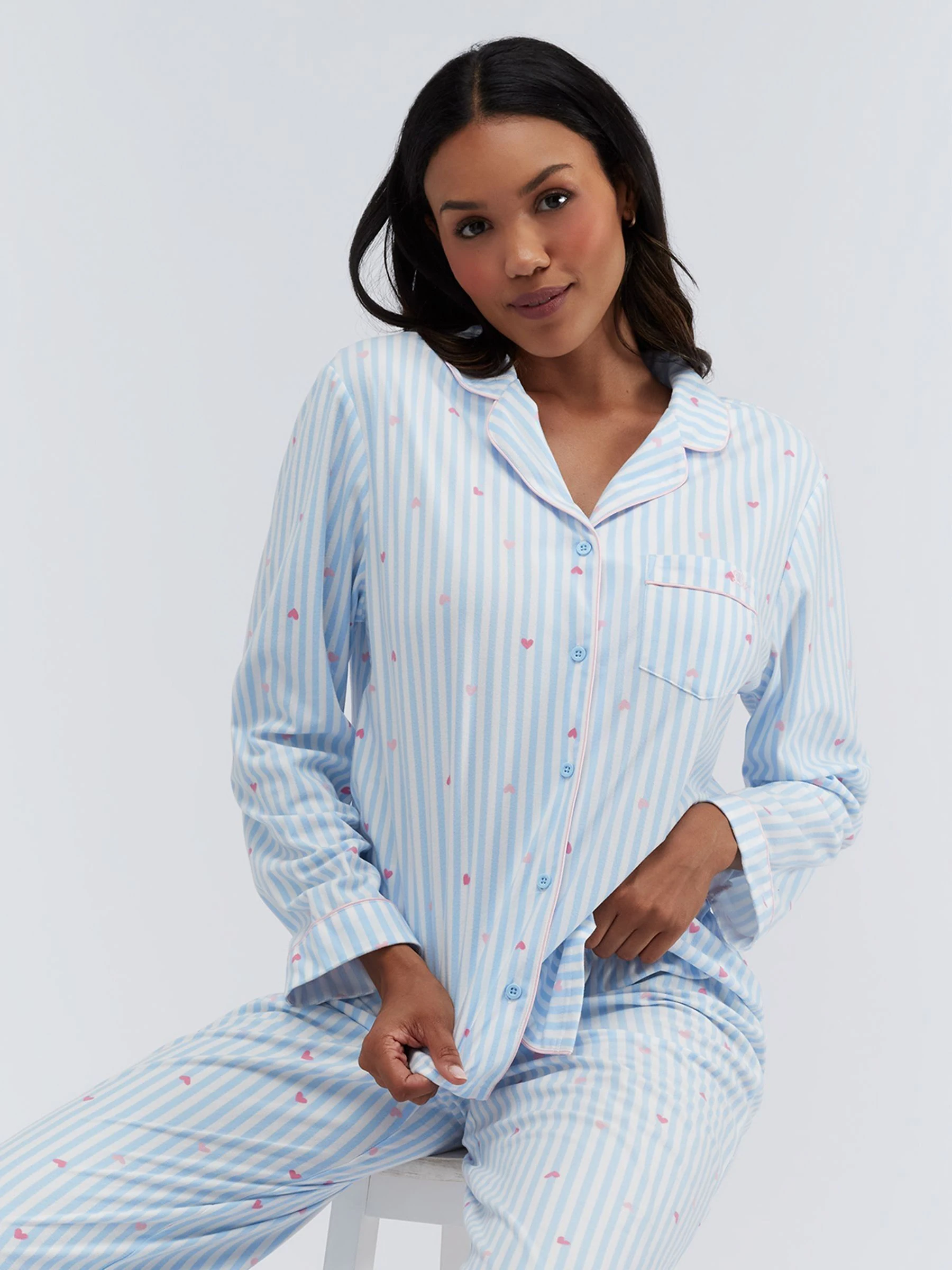 Blue Stripe Heart - Boux Avenue Pyjamas In a Bag