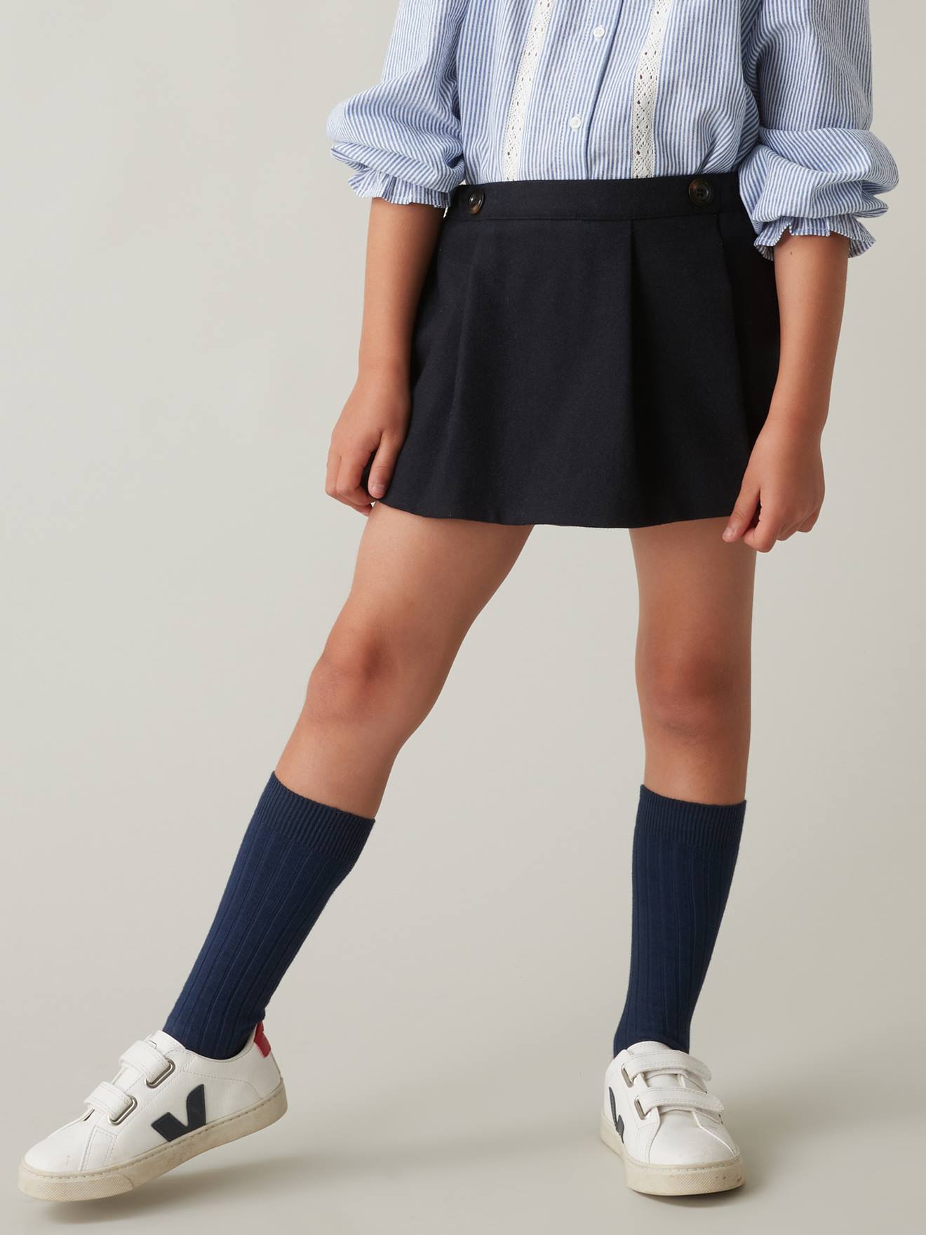 Conjunto de saia e shorts de lã para meninas