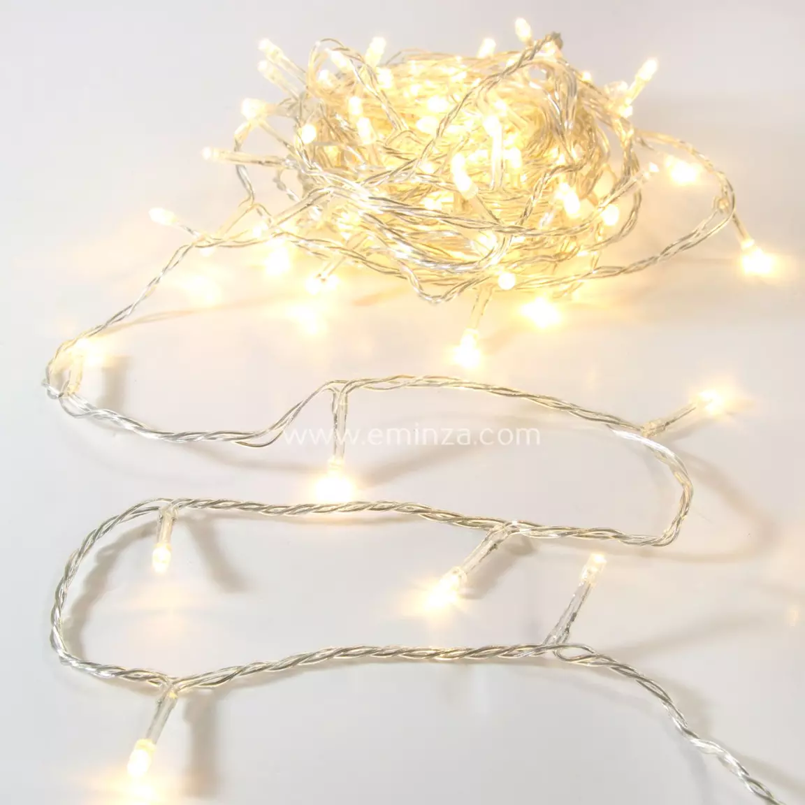Guirlande lumineuse 20 m 200 LED câble transparent Timer Blanc chaud