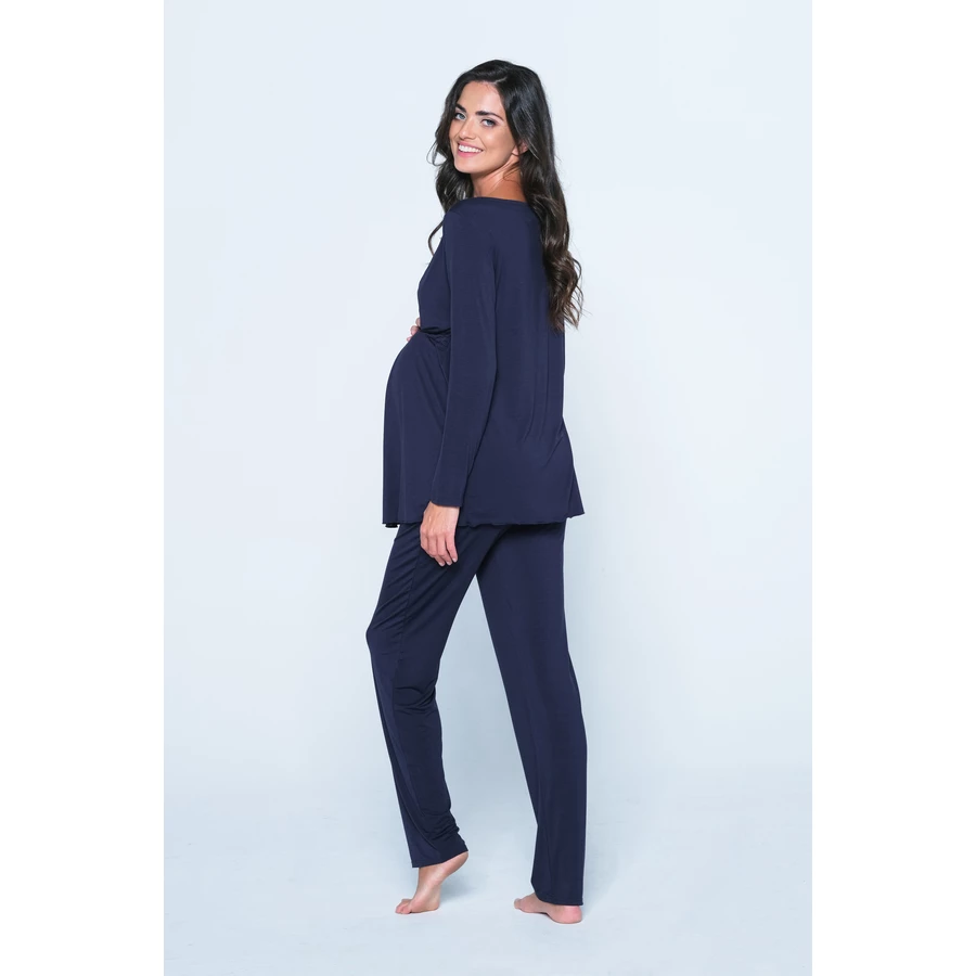 Cool Mama Umstands- und Still-Pyjama 2 in 1 Navy blau