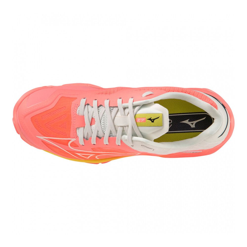 Mizuno WAVE LIGHTNING Z7 - Chaussures volleyball Femme candy coral/black/bolt(neon)