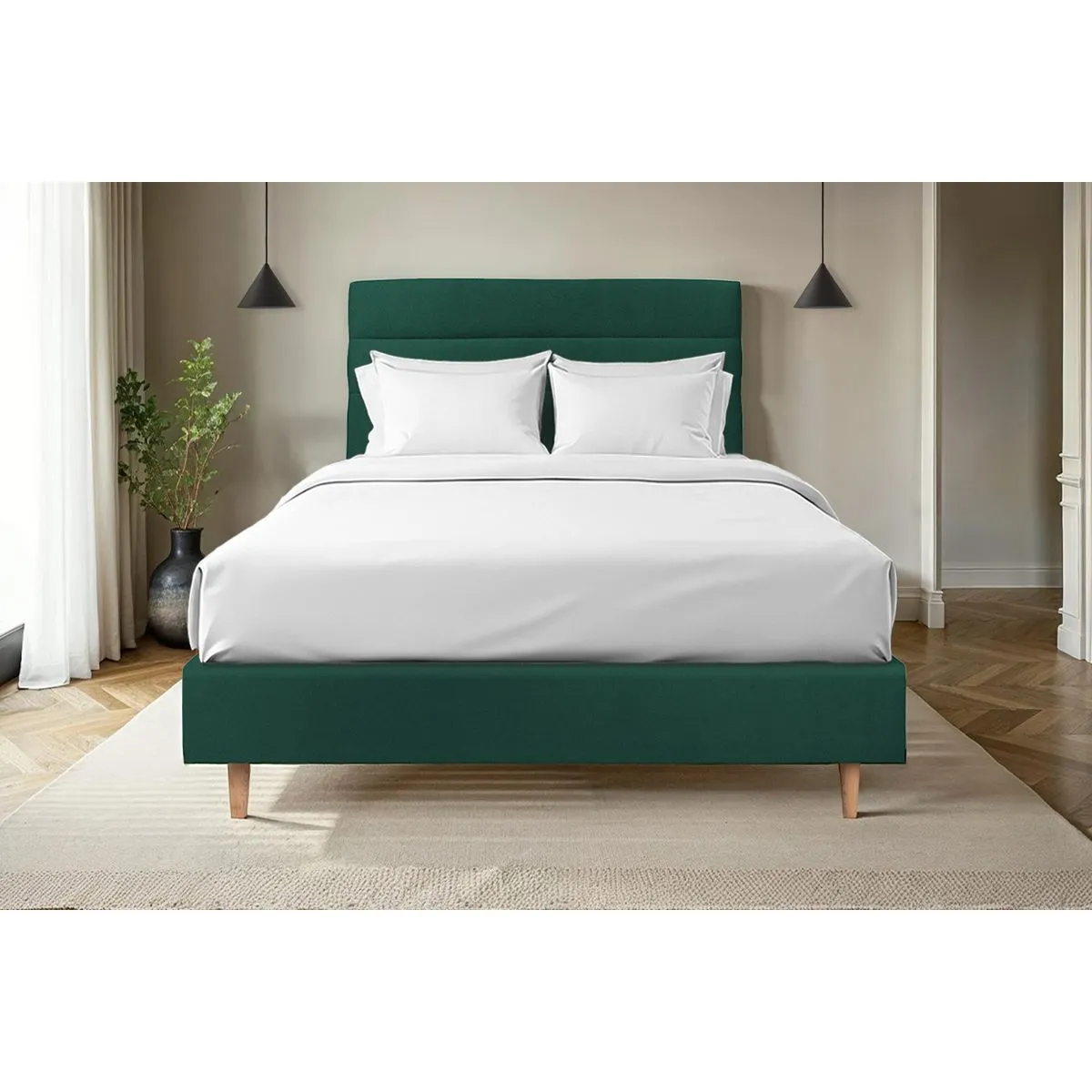 Sommeil de plomb Lit 135x190cm avec tête de lit lignes velours