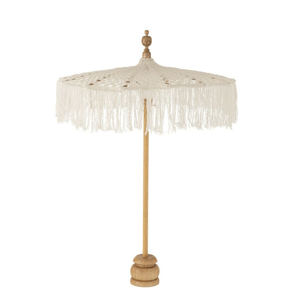 Parasol macrame en coton blanc avec support petite taille
