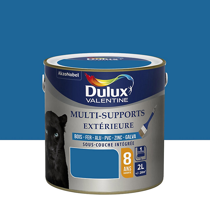Peinture extérieure multi supports e garantie 8 ans Dulux Valentine satin bleu breton 2L