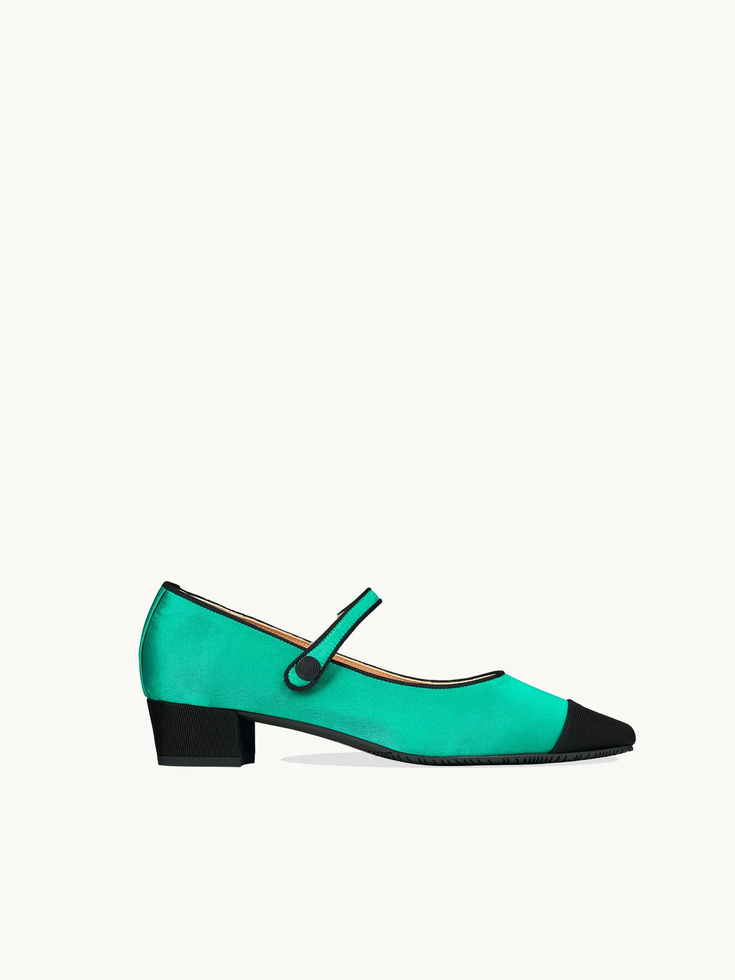 BAMBIE SATIN GREEN - Ballerines pointues à petit talon en satin | Vert