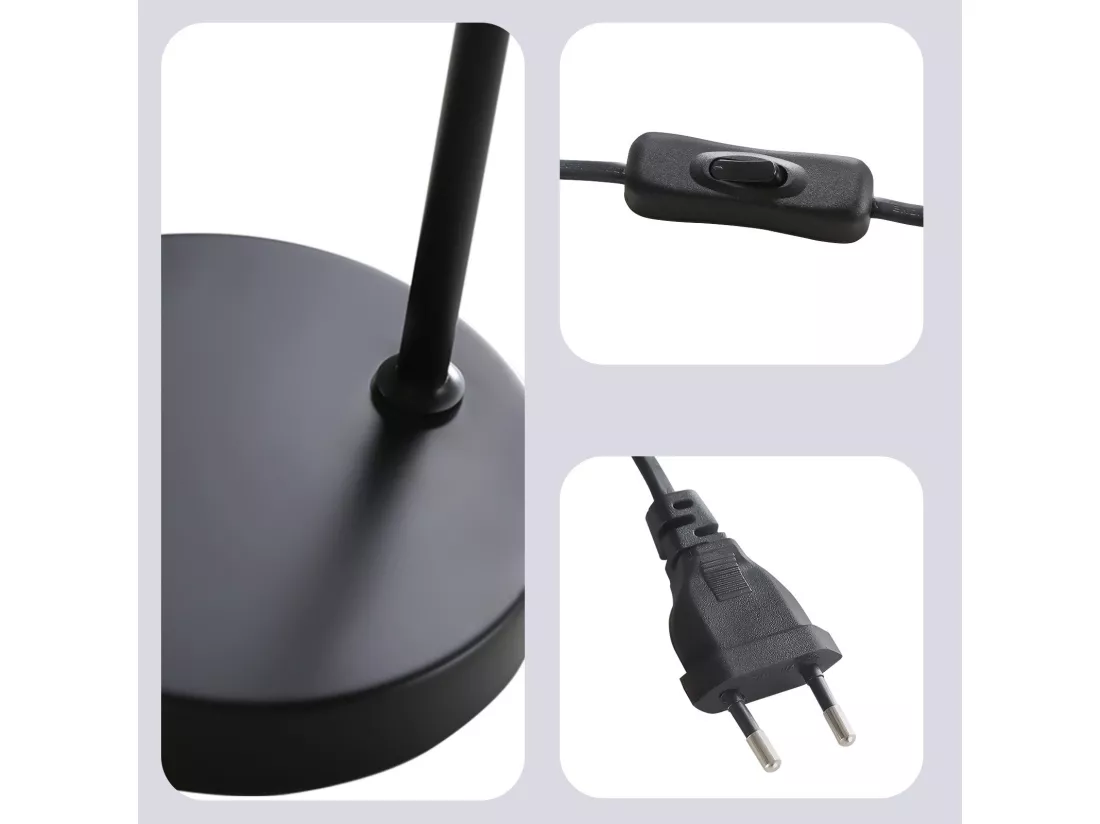 NETTLIFE Lampe de Chevet Vintage Câble E27 Noir Or Lampe de Bureau Lampe de Lecture Pivotante