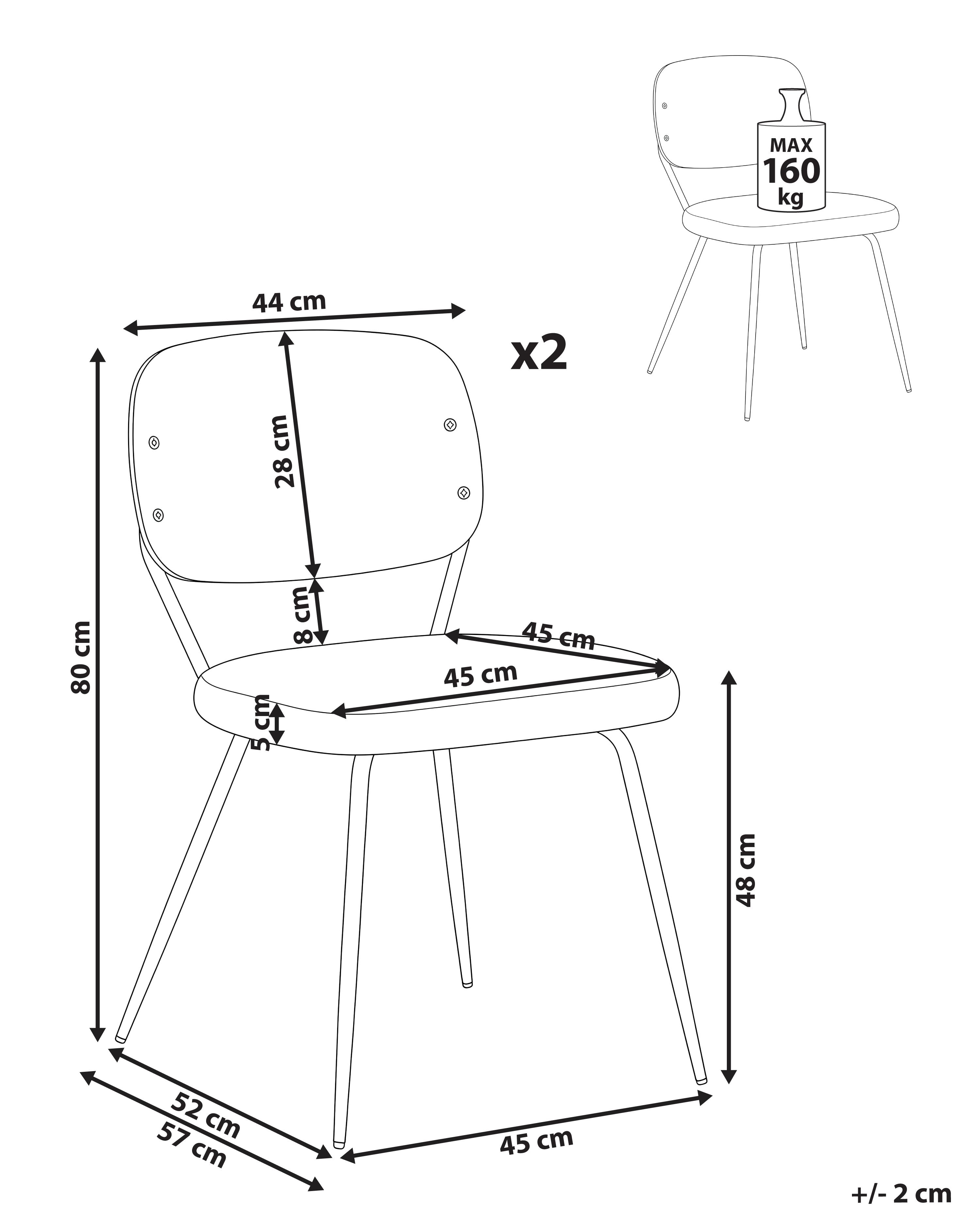 Set van 2 eetkamerstoelen EILEEN Gebroken wit