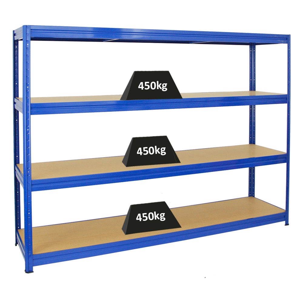 PROREGAL Heavy-Duty Stellingkast Dino HxBxD 180 x 240 x 60 cm Plankdraagvermogen 450 kg Blauw