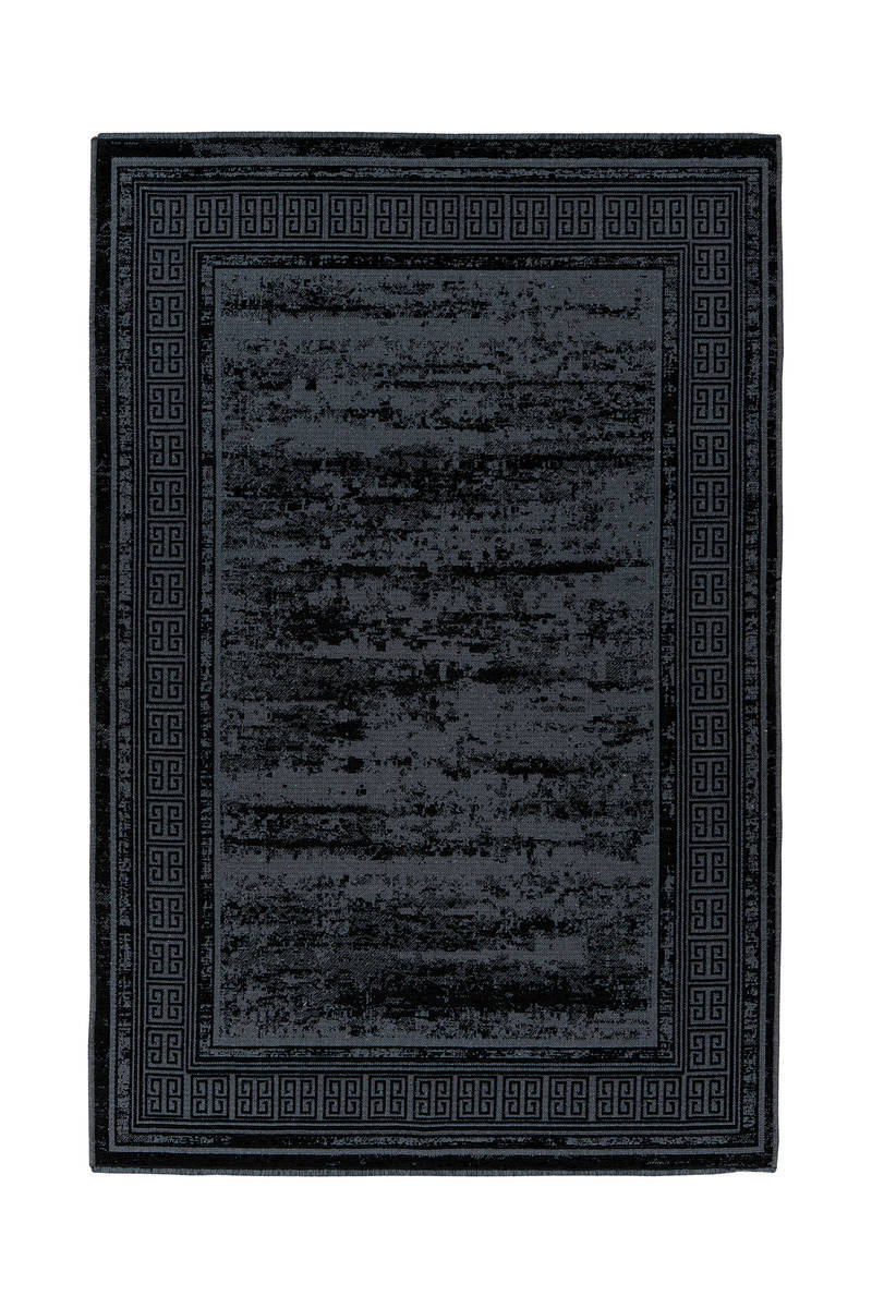 Flachgewebeteppich KALEVI 300 - schwarz - mit 3D-Struktur - 80x150 cm