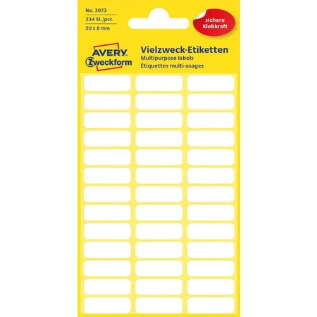 Avery Zweckform 3073 Vielzweck Etiketten 20 x 8 mm, 6 Bogen/234 Etiketten, weiß