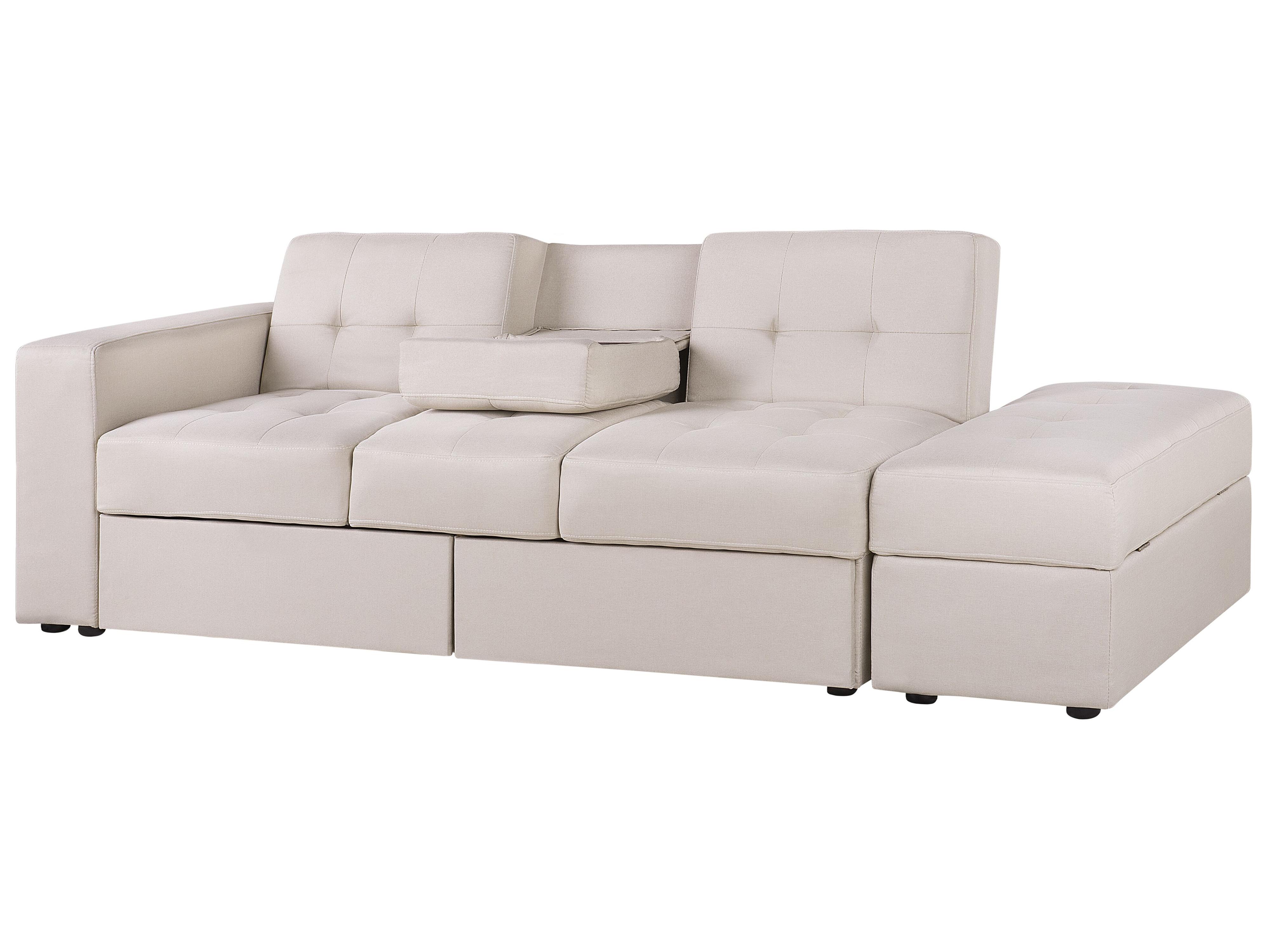 Slaapbank 3-zits FALSTER Stof Beige met opbergruimte