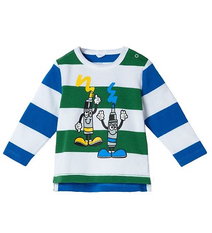 Stella McCartney Kids Bluse - Tube Paint -  Grøn/Bl?/Hvidstribet