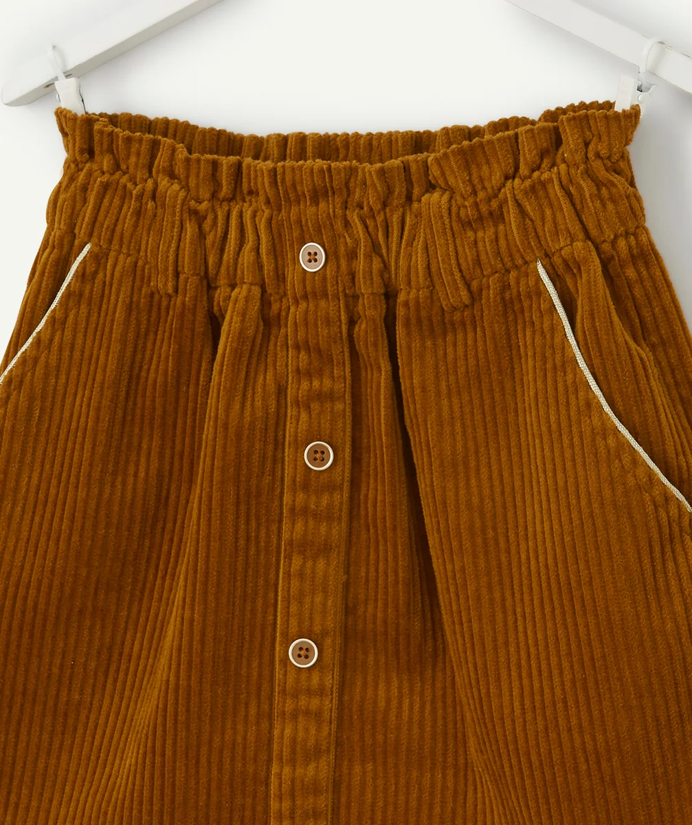 JUPE COURTE EN VELOURS COTELÉ OCRE FILLE
