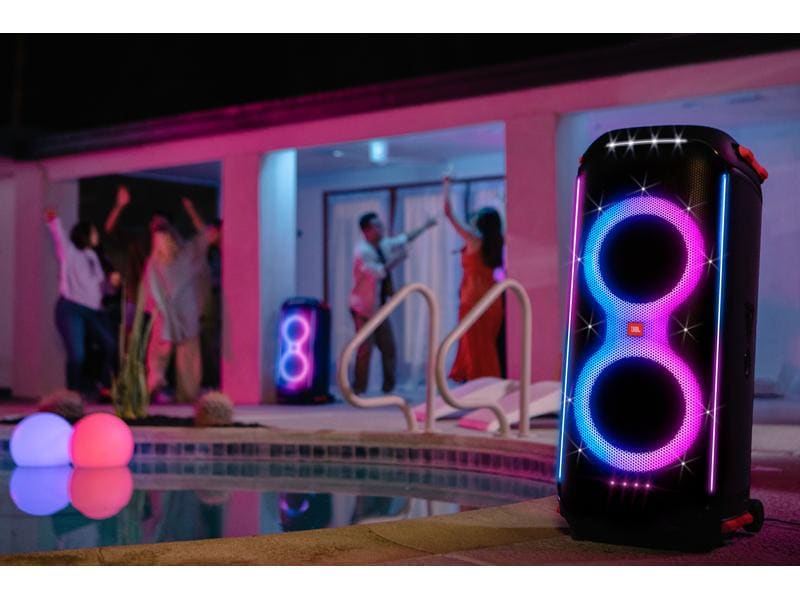 JBL Bluetooth Speaker Partybox 710 Schwarz Party-Lautsprecher mit kraftvollem Sound (800 W RMS ), eingebauter Beleuchtung und spritzwassergeschütztem Design Merkmale