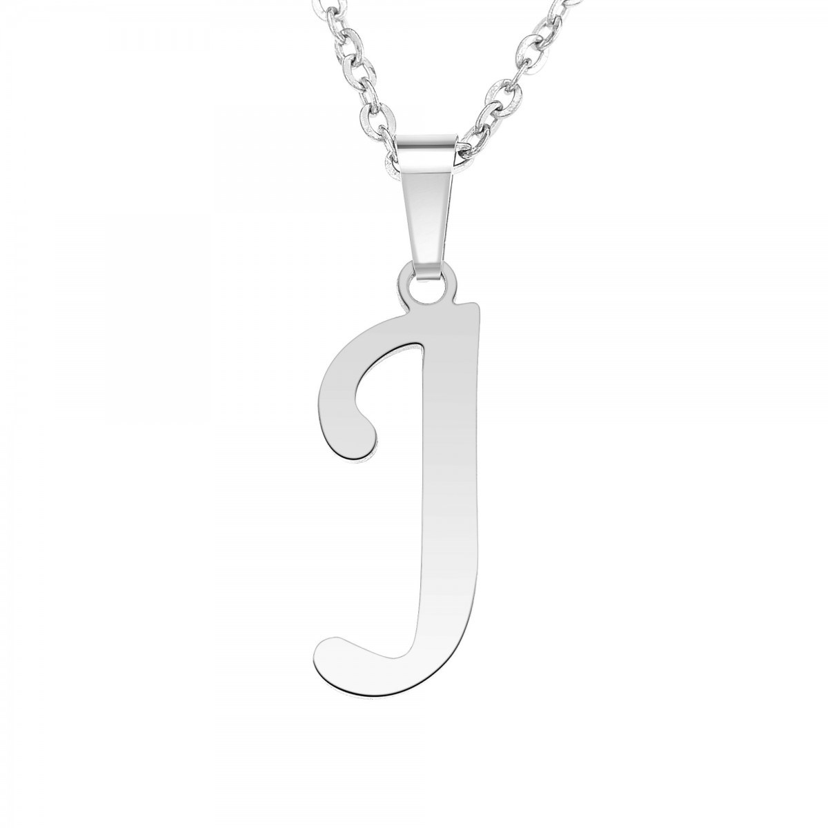 Collier alphabet lettre J en acier inoxydable par SC Bohème