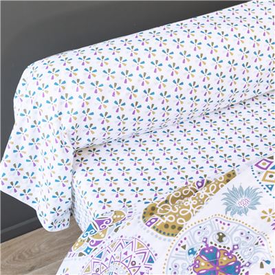 Linge de lit motif rosaces - BECQUET CRÉATION