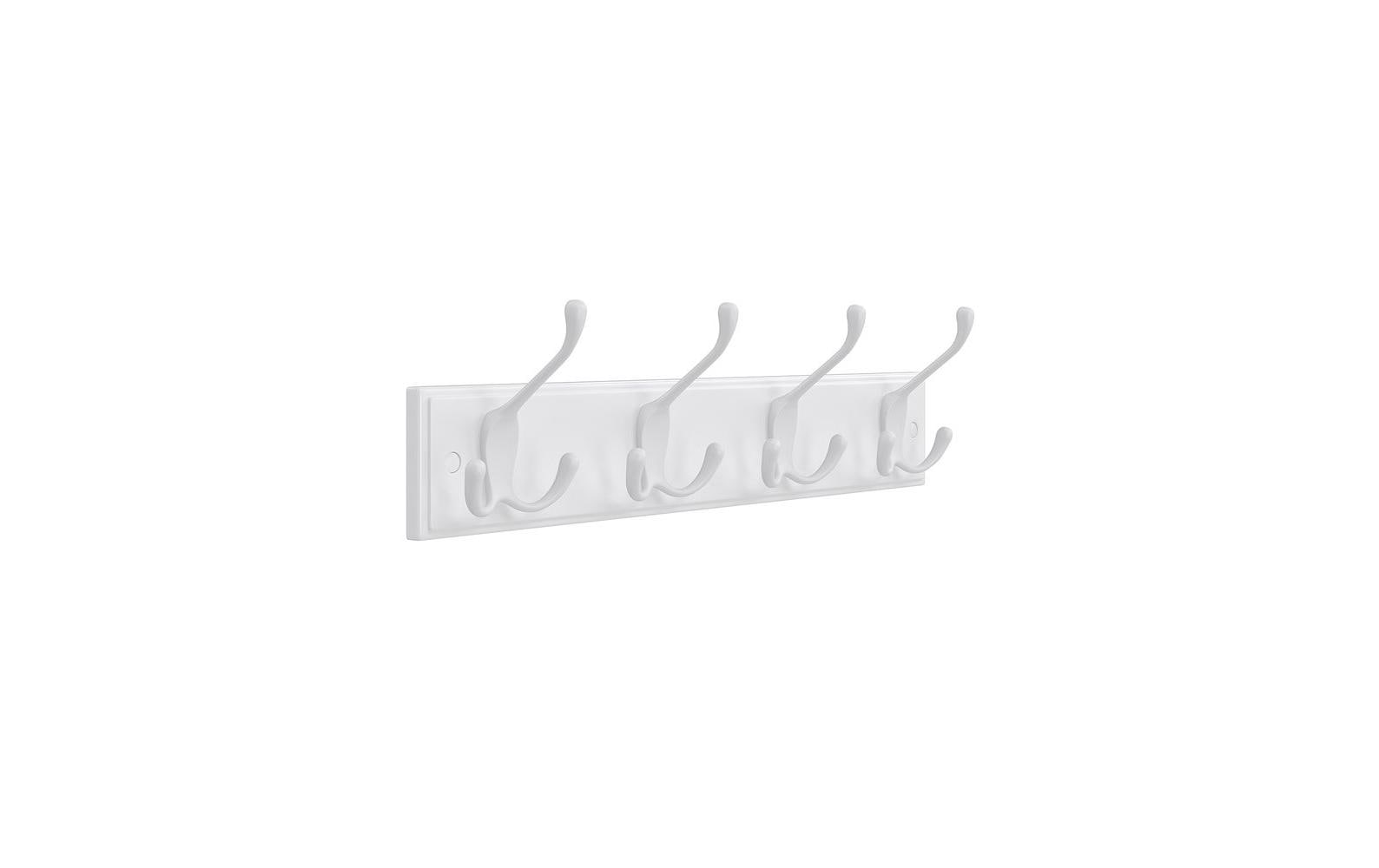 Garderobe mit 4 Haken 40 cm x 11 cm, WeissKleiderhaken