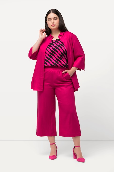Culotte, wadenlang, weites Bein, Elastikbund