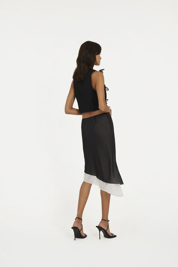 ROTATE Birger Christensen Two Layer Chiffon Skirt Black