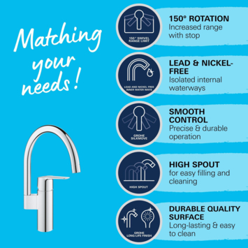 Grohe keukenkraan Start hoge uitloop QuickFix chroom