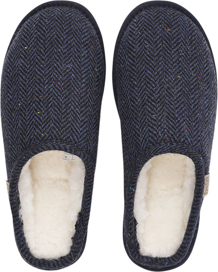 Lovelies DARWIN WOOL - OPEN WOOL SLIPPERS WITH SHEARLING LINING Blue