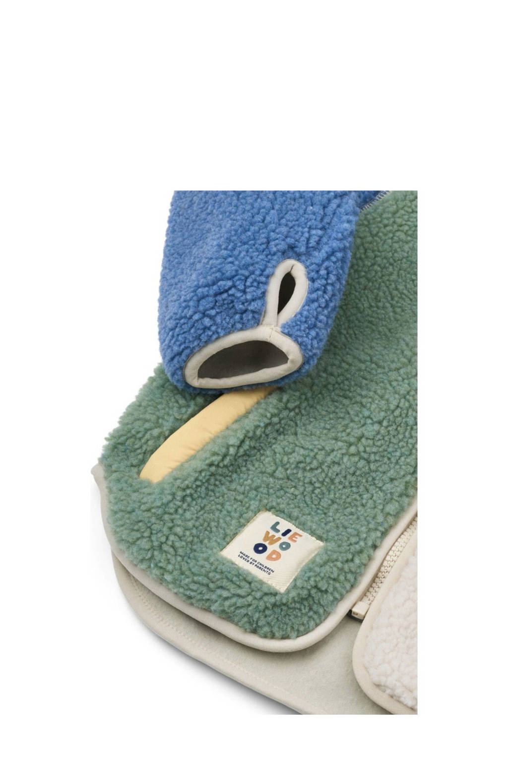 Liewood teddy tussenjas Nolan ecru/groen/blauw