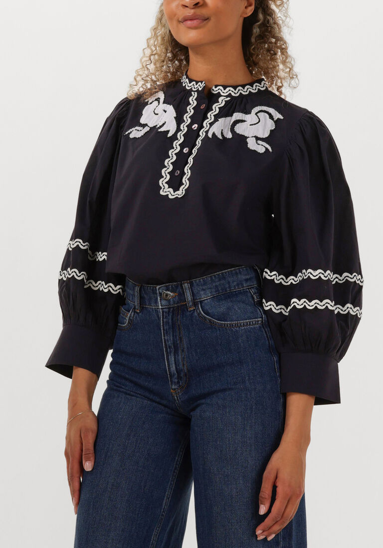 donkerblauwe antik batik blouses dali blouse