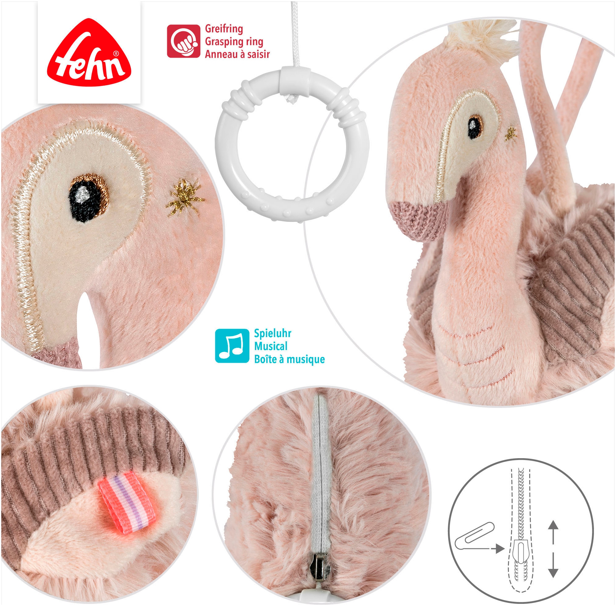 Fehn Spieluhr »Lazy, Crazy & Pink, Flamingo«