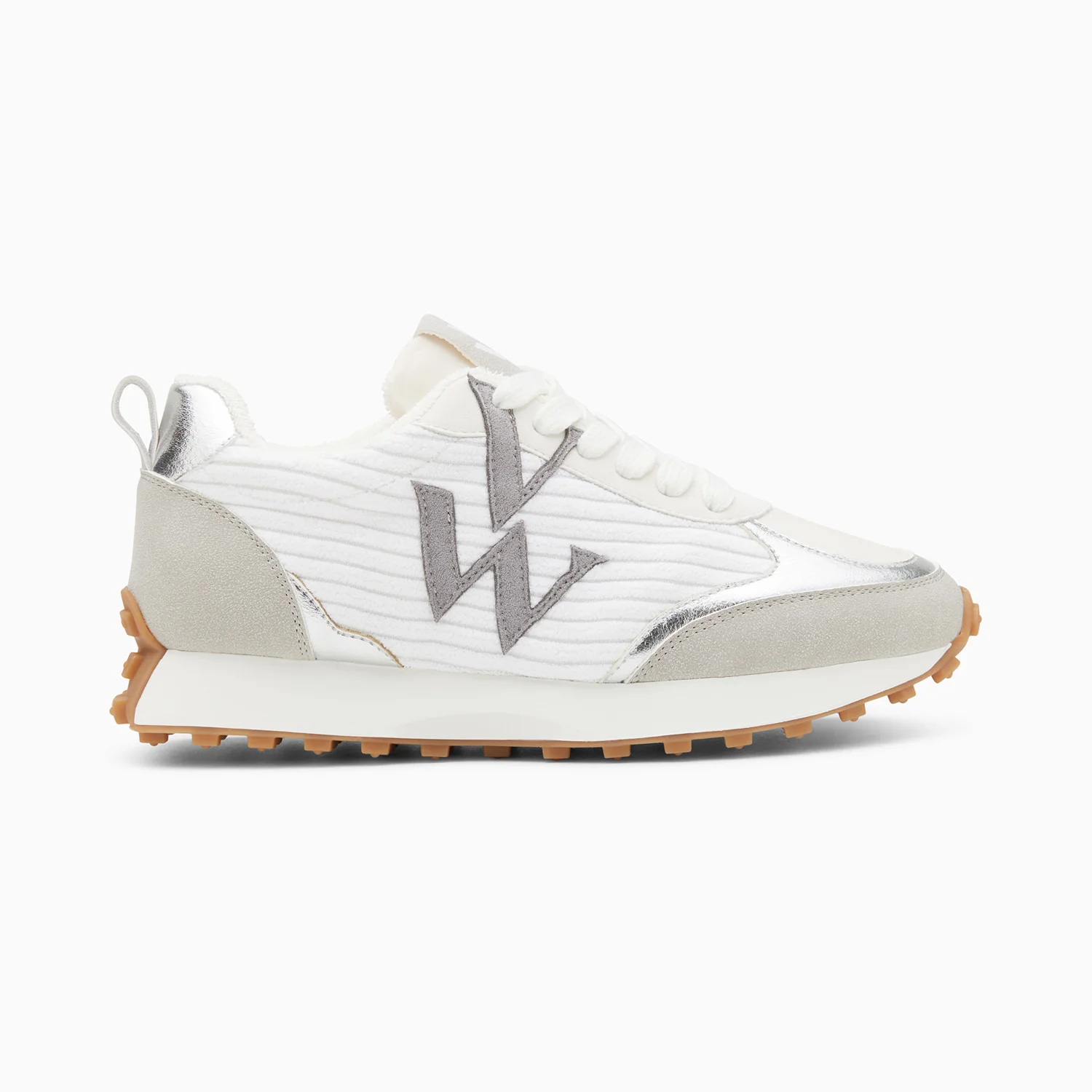 Sneakers-Baskets monogramme Athénaïs blanc et gris à semelle running
