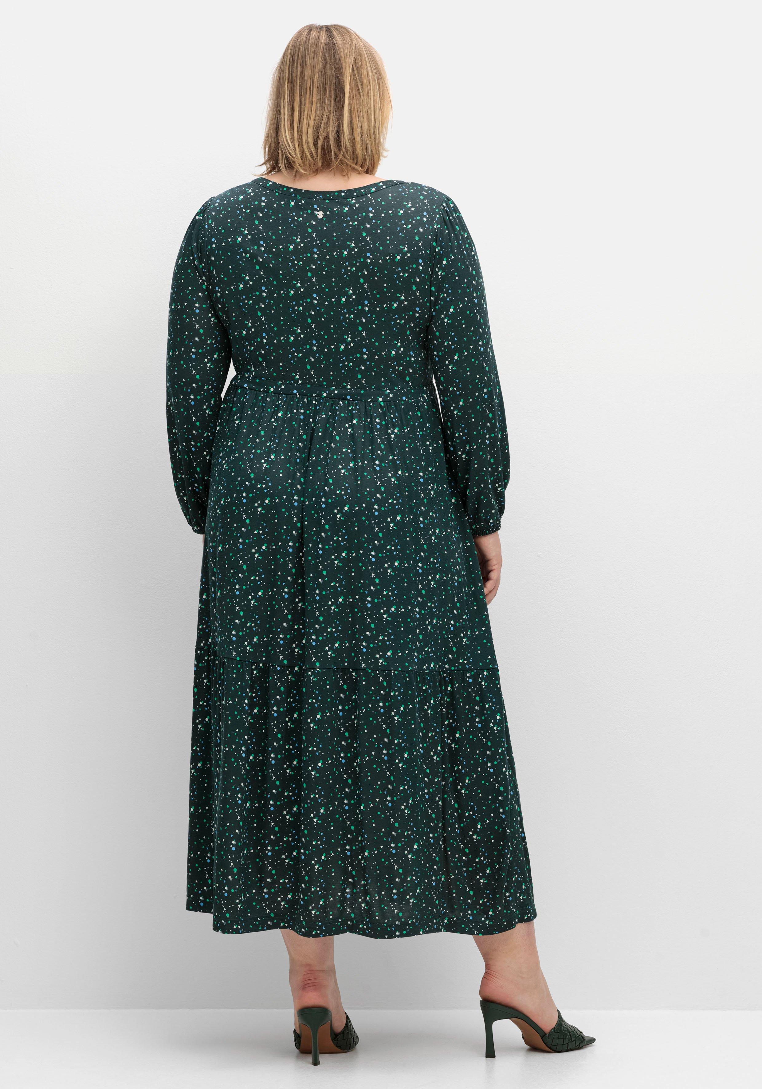 Jerseykleid mit Minimalprint und Taillen-Tunnelzug