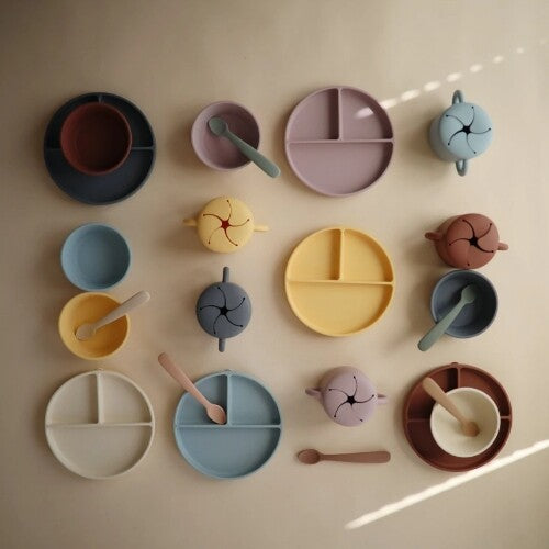 Mushie siliconen vakjesbord met zuignap - soft lilac