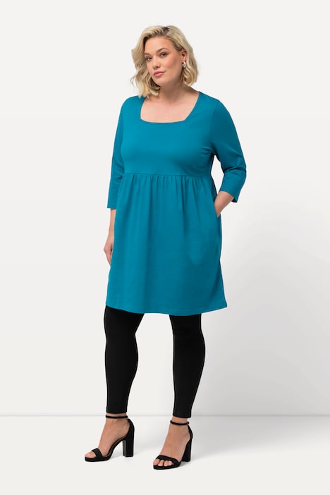 Longshirt, A-Linie, Carree-Ausschnitt, 3/4-Arm