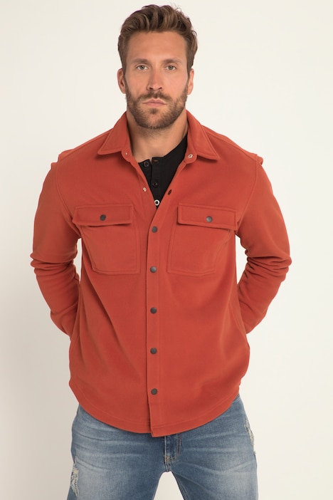 Overshirt, Langarm, Hemd, Kentkragen, Fleece, bis 8 XL