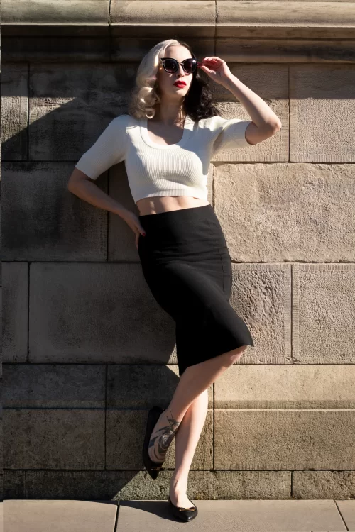 Vintage Chic for Topvintage Eleonora pencilrok in zwart