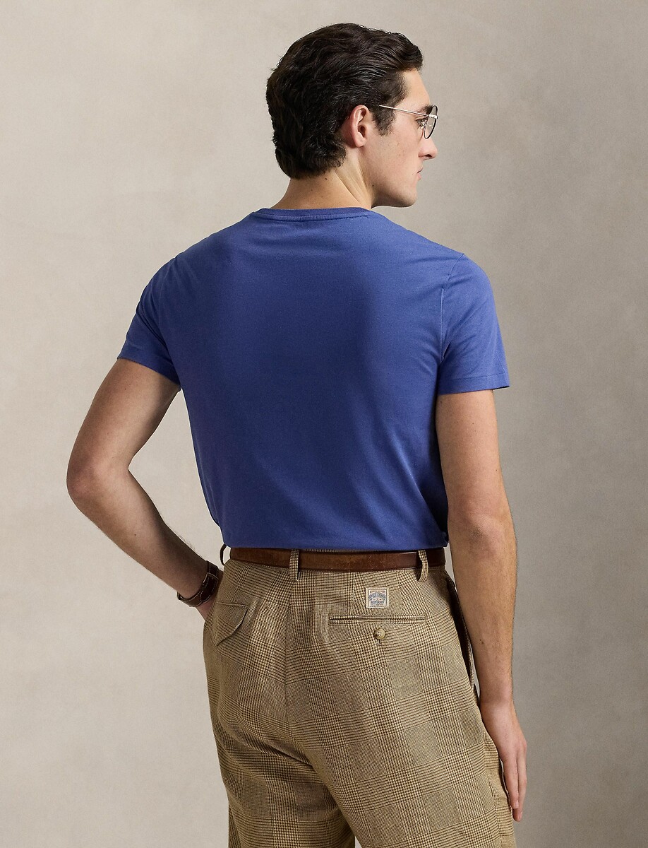 POLO RALPH LAUREN<br>Camiseta lisa de malha fina com logotipo bordado