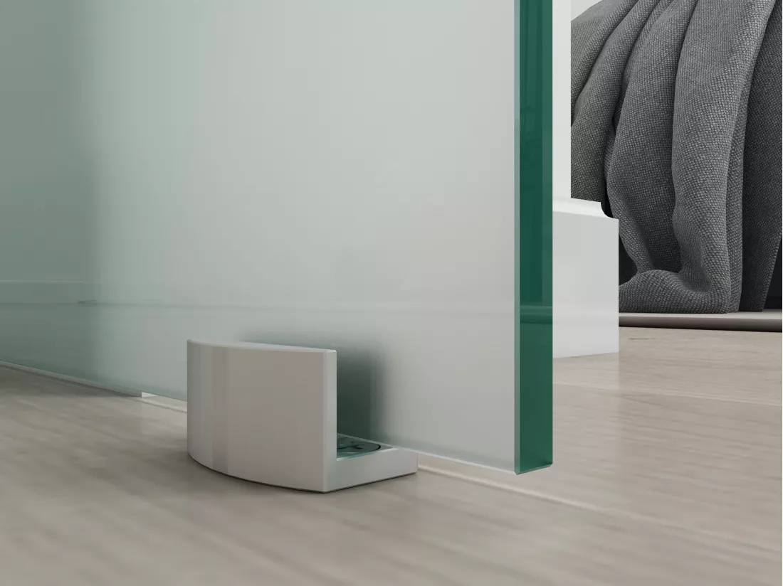 Porte coulissante avec système en applique H205 x L93 cm - Verre trempé dépoli - HEIDI