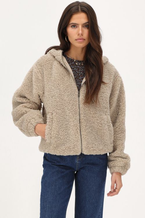 Beige teddy jas 