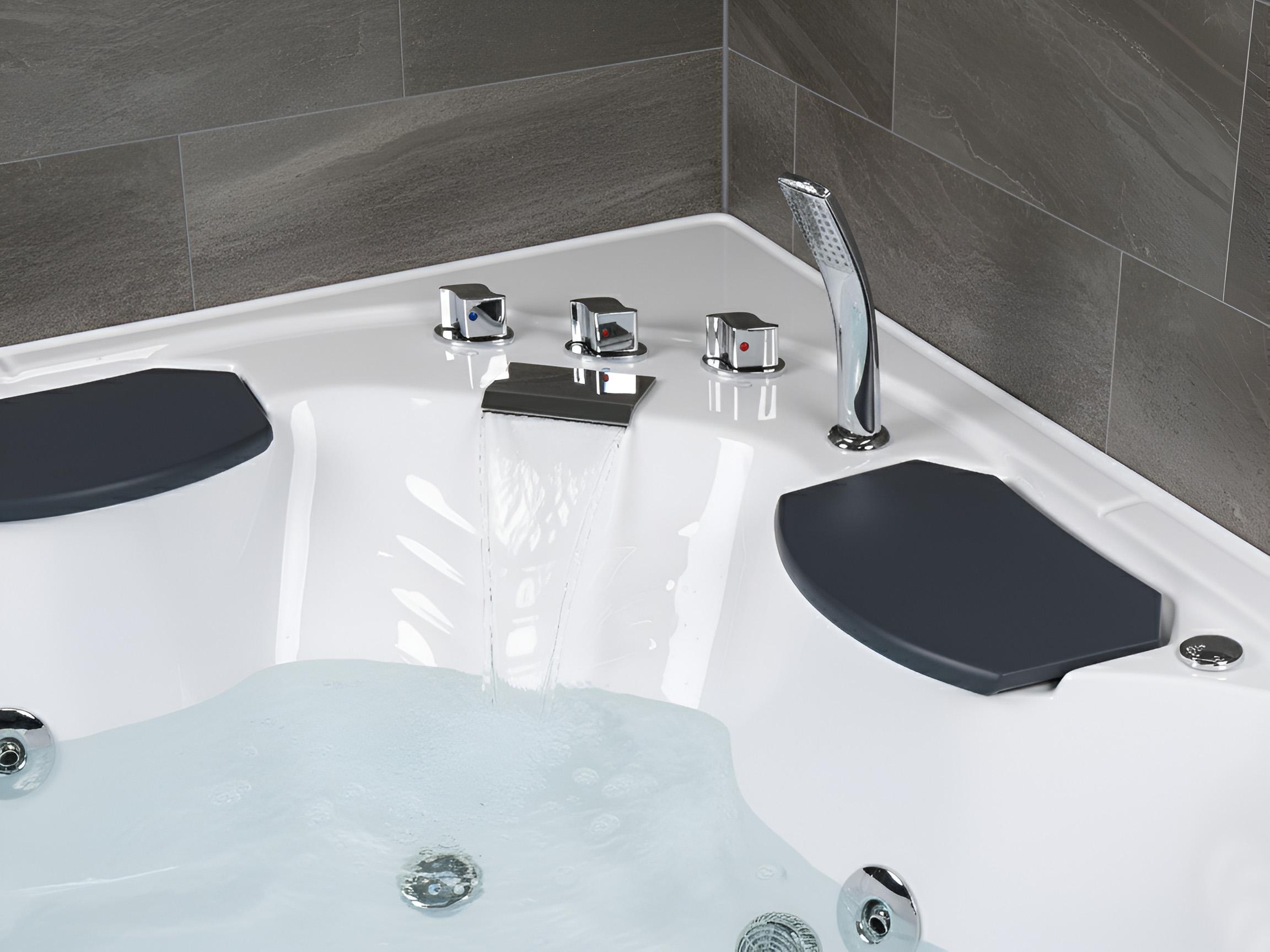 Hoek bubbelbad met LED CUYABENO 211 x 150 cm Wit