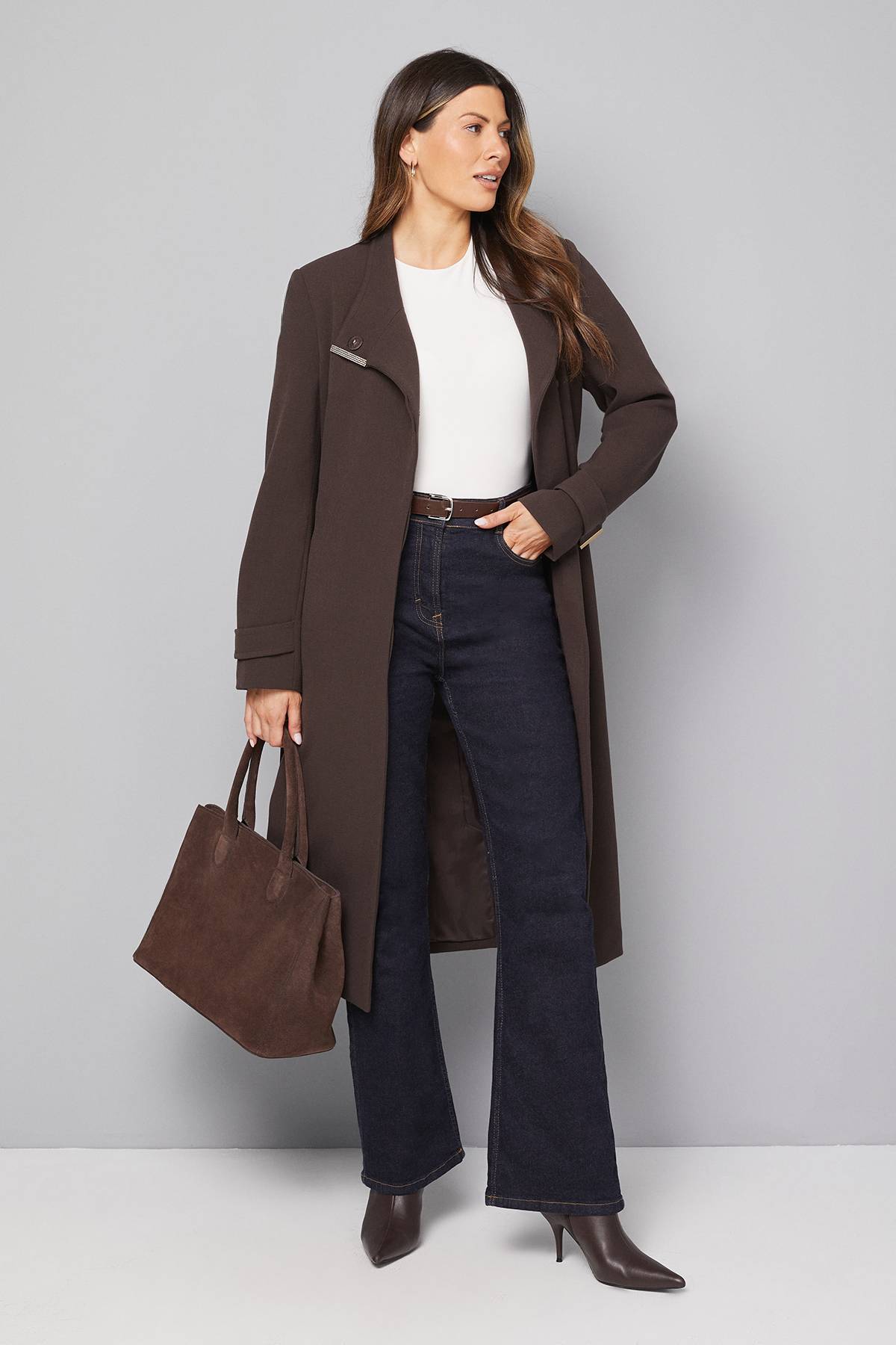 Wallis Manteau Ceinturé à Double Crêpe Portefeuille