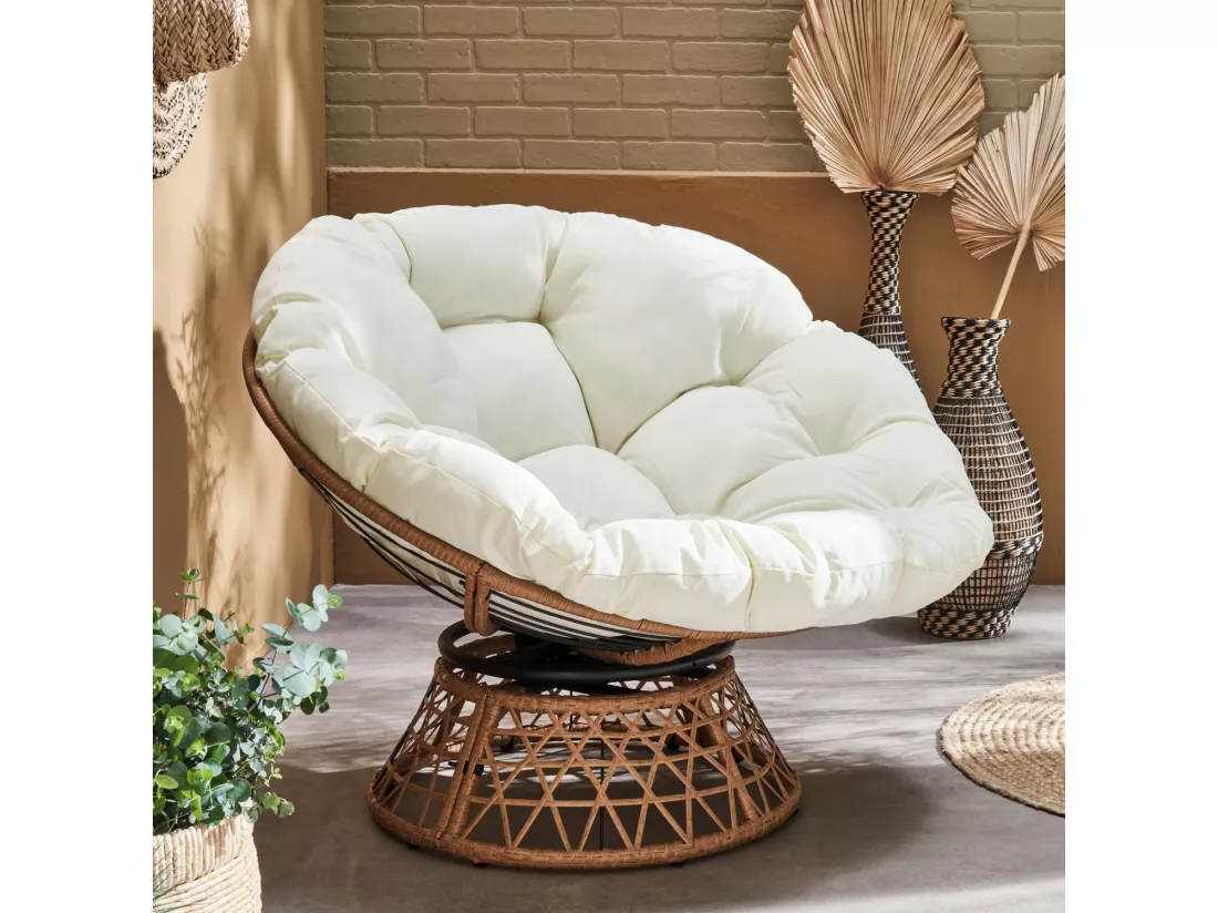 Fauteuil papasan polyrotin rotatif. loveuse outdoor/indoor Ø96cm