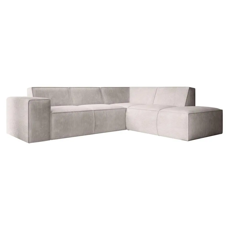 Meubella - Hoekbank Monet - Beige - Ribstof - Rechts
