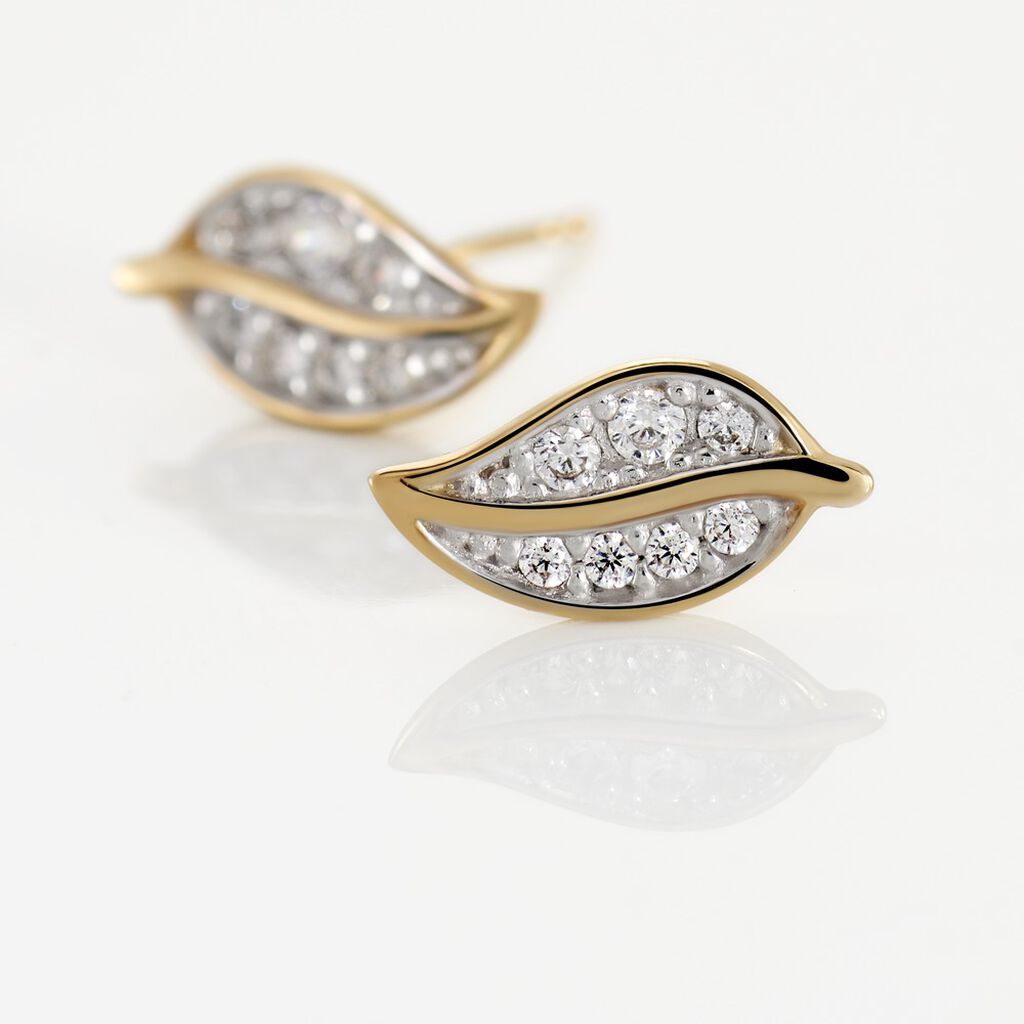 Boucles D'oreilles Puces Or Jaune Mnemosyne Oxydes De Zirconium
