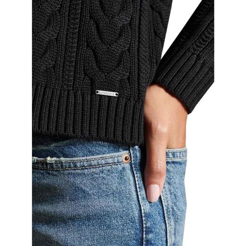 Superdry - DROPPED SHOULDER CABLE Negro