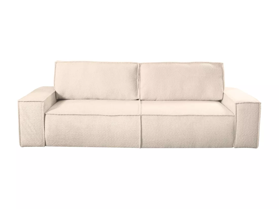 Canapé 4 places convertible en tissu bouclette beige AMELIA