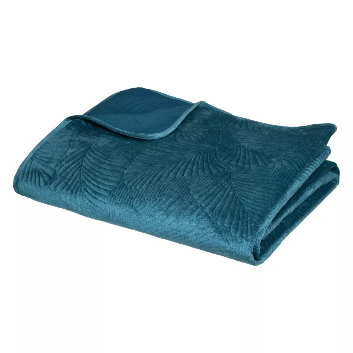 Couvre-lit (260 x 240 cm) Feuilles Bleu canard