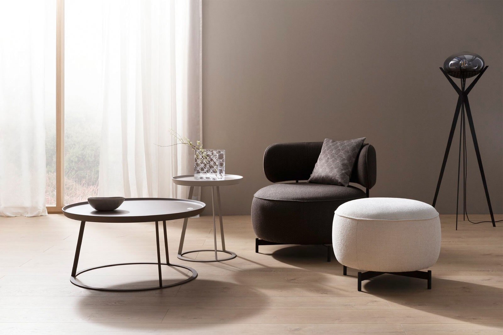JOOP! Hocker 80 cm Stoffbezug wolkenbeige