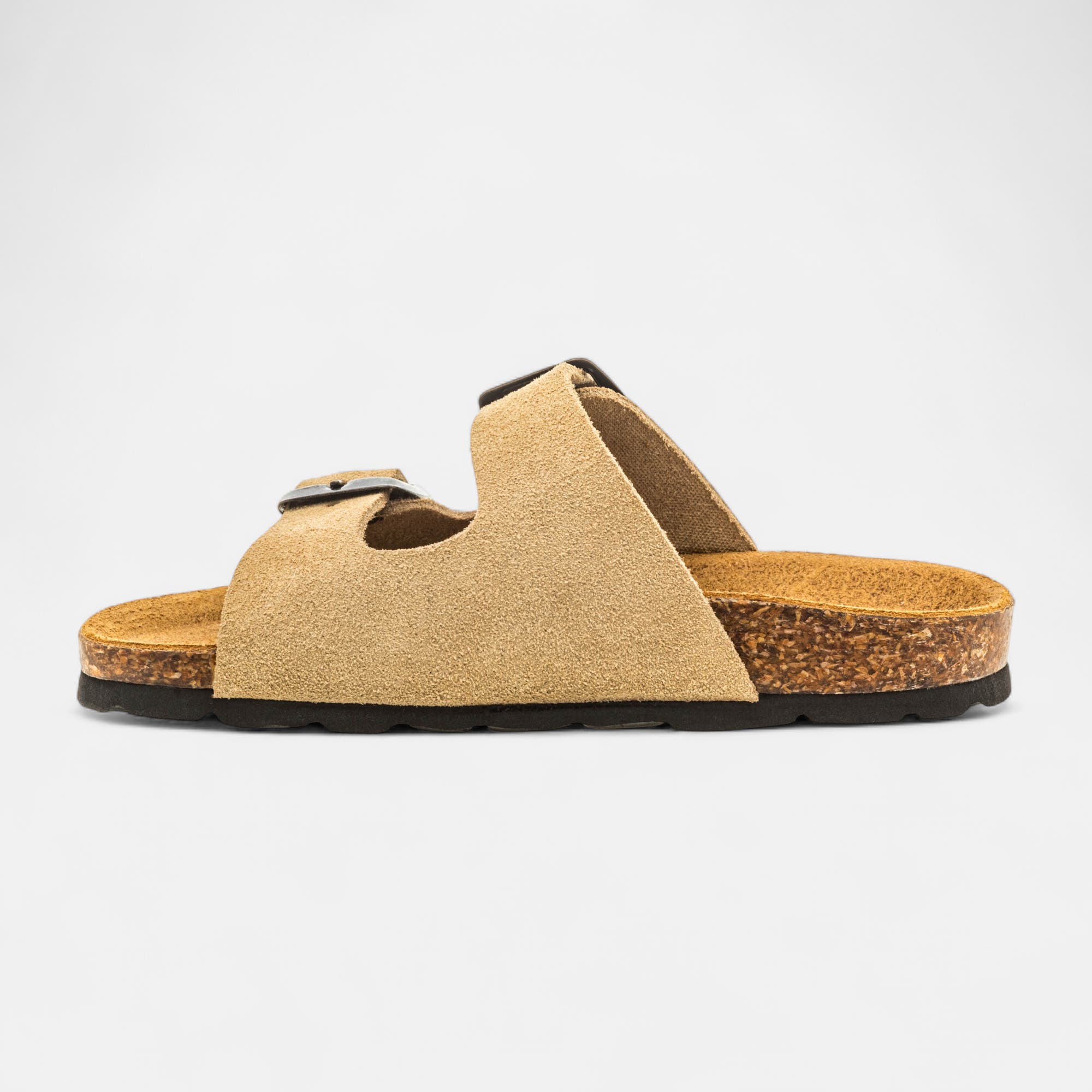 Mules semelle liège Garçon en cuir taupe
